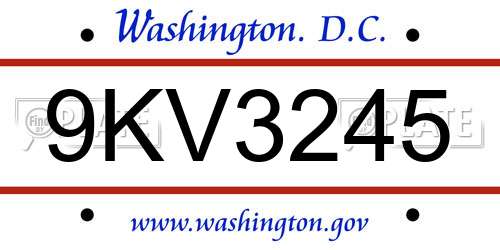 9KV3245 District Of Columbia License Plate