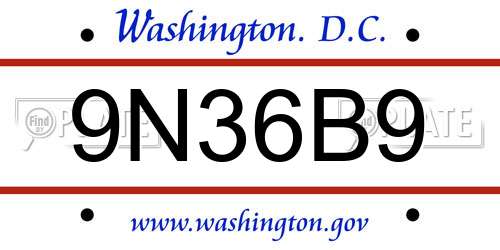 9N36B9 District Of Columbia License Plate