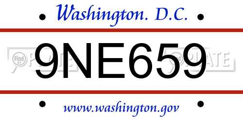 9NE659 District Of Columbia License Plate