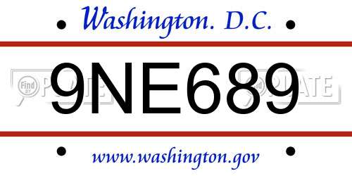 9NE689 District Of Columbia License Plate
