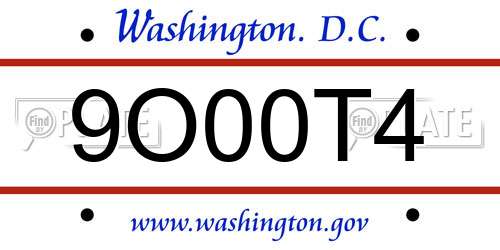 9O00T4 District Of Columbia License Plate