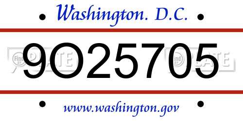 9O25705 District Of Columbia License Plate