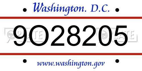9O28205 District Of Columbia License Plate