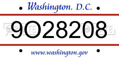 9O28208 District Of Columbia License Plate