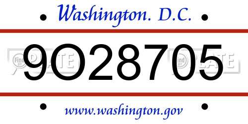 9O28705 District Of Columbia License Plate
