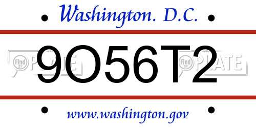9O56T2 District Of Columbia License Plate