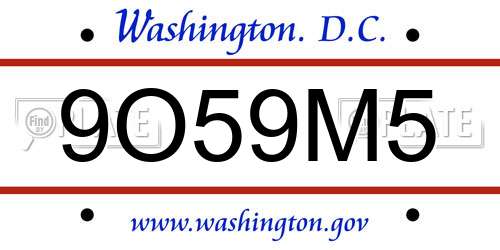 9O59M5 District Of Columbia License Plate