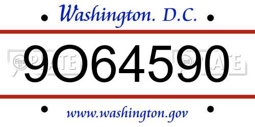 9O64590 District Of Columbia License Plate