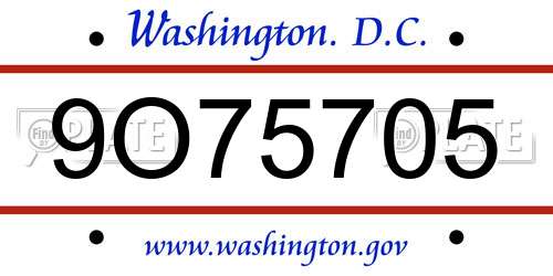 9O75705 District Of Columbia License Plate