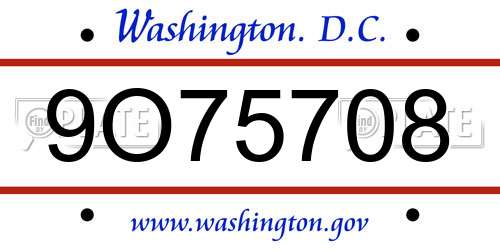 9O75708 District Of Columbia License Plate