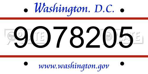 9O78205 District Of Columbia License Plate