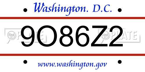 9O86Z2 District Of Columbia License Plate