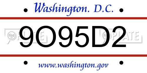 9O95D2 District Of Columbia License Plate
