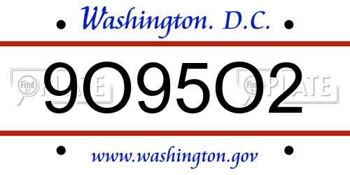 9O95O2 District Of Columbia License Plate