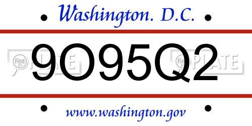 9O95Q2 District Of Columbia License Plate
