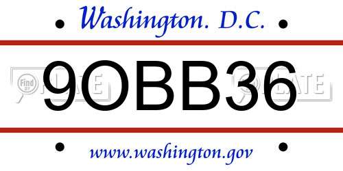 9OBB36 District Of Columbia License Plate