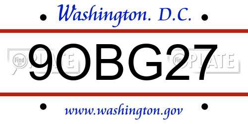 9OBG27 District Of Columbia License Plate