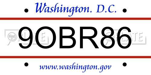 9OBR86 District Of Columbia License Plate