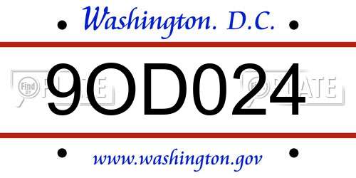 9OD024 District Of Columbia License Plate