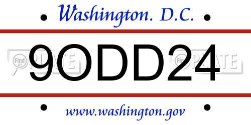 9ODD24 District Of Columbia License Plate