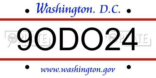 9ODO24 District Of Columbia License Plate