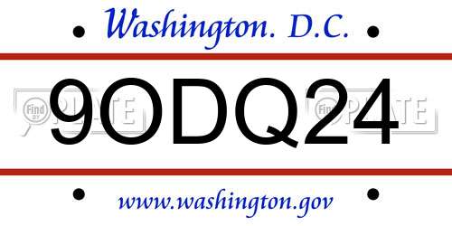 9ODQ24 District Of Columbia License Plate