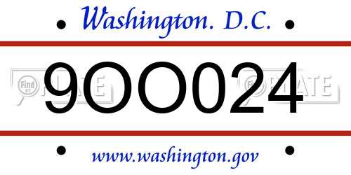 9OO024 District Of Columbia License Plate