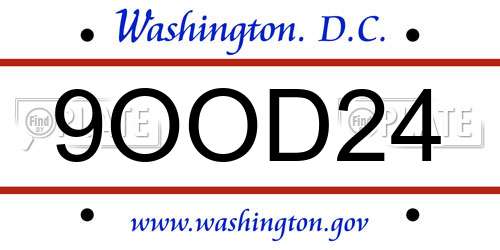 9OOD24 District Of Columbia License Plate