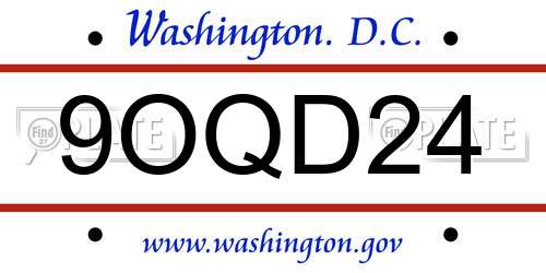 9OQD24 District Of Columbia License Plate