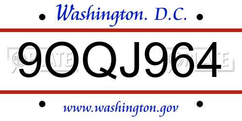 9OQJ964 District Of Columbia License Plate