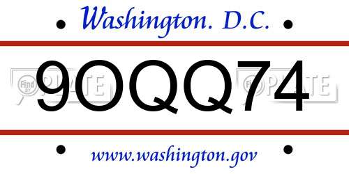 9OQQ74 District Of Columbia License Plate