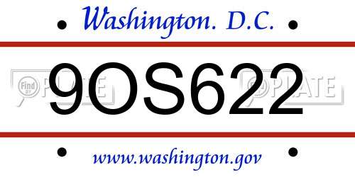 9OS622 District Of Columbia License Plate