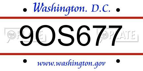 9OS677 District Of Columbia License Plate