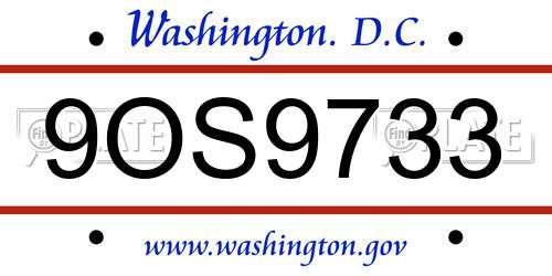 9OS9733 District Of Columbia License Plate