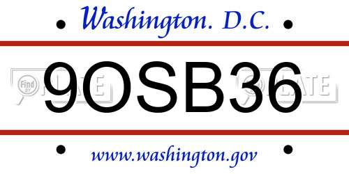 9OSB36 District Of Columbia License Plate