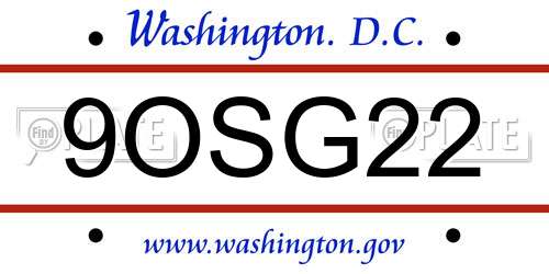 9OSG22 District Of Columbia License Plate