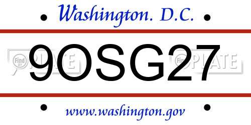 9OSG27 District Of Columbia License Plate