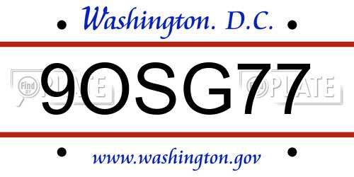 9OSG77 District Of Columbia License Plate