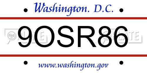 9OSR86 District Of Columbia License Plate