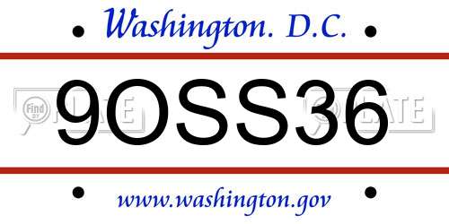 9OSS36 District Of Columbia License Plate