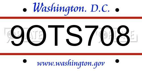 9OTS708 District Of Columbia License Plate