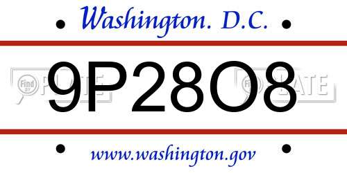 9P28O8 District Of Columbia License Plate