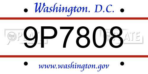 9P7808 District Of Columbia License Plate