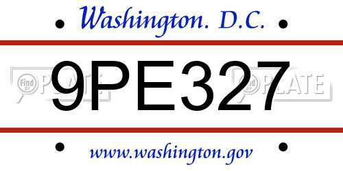 9PE327 District Of Columbia License Plate