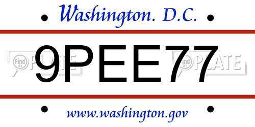 9PEE77 District Of Columbia License Plate