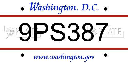9PS387 District Of Columbia License Plate