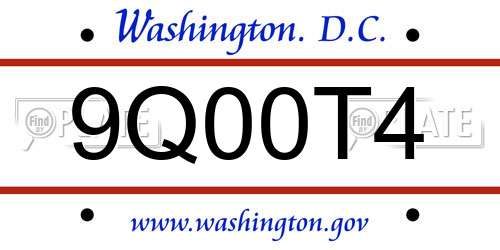 9Q00T4 District Of Columbia License Plate