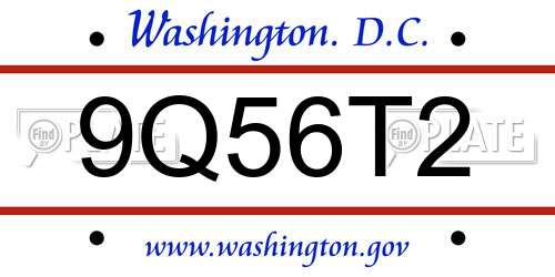 9Q56T2 District Of Columbia License Plate