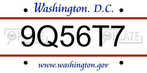 9Q56T7 District Of Columbia License Plate
