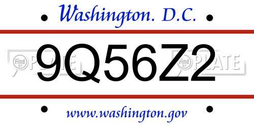 9Q56Z2 District Of Columbia License Plate